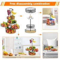 1 x RAW Customer Returns MOCOLOM 5-Tier Fruit Bowl Fruit Basket with Banana Holder, Fruit Etagere Modern Metal Fruit Bowls in Kitchen, Fruit Etagere Vegetable Basket Organizer Fruit Vegetable Storage Fruit Baskets for Bread Snacks Black  - RRP €46.38