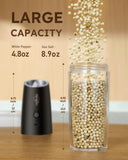 1 x RAW Customer Returns Sangcon Gravity Electric Salt and Pepper Grinder Set, 255g High Capacity, USB Rechargeable Salt Mill, with LED Light, One-Hand Operation, Adjustable Coarseness, Automatic Grinding Black  - RRP €35.4