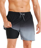 1 x RAW Customer Returns APTRO Men s Swimming Trunks Board Shorts Short Quick-Drying 2 in 1 Gym Shorts Black MK173 3XL - RRP €26.18