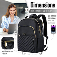 2 x Brand New Skaypibs backpack women, 15.6 inch school backpack girls teenagers with laptop compartment, large waterproof laptop school bag with USB charging port, daypacks daypack backpack bag for women black - RRP €60.48