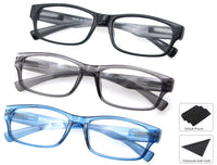 1 x RAW Customer Returns Pack Reading Glasses 4.0 Men Women, Good Glasses, High Quality, Rectangular, Comfortable, Great Reading Aid, for Men and Women, Black-Blue-Gray - RRP €18.13