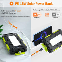 1 x RAW Customer Returns 8W solar panel with solar power bank 20000 mAh, PD15 W USB C solar charger with 3 outputs 2 inputs, outdoor waterproof power bank solar panel compatible for smartphones, tablets and more - RRP €39.1