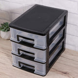 1 x RAW Customer Returns HEALLILY Mini Box Organizer Three-Layer Drawer Type Closet Storage Cabinet Organizer Transparent Storage Shelf for Home and Office Black and Transparent Mini Chest of Drawers - RRP €17.7