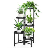 1 x RAW Customer Returns iDavosic.ly 5 Tier Metal Plant Stand Flower Pot Stand, Multi-Tier Plant Shelf Flower Shelf Plant Stairs for Room Corner, Living Room, Balcony, Terrace, Yard Round, Black  - RRP €51.55