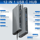 1 x RAW Customer Returns Aceele Docking Station 2 HDMI, 12 in 1 USB C Hub with Dual HDMI 4K, VGA, Lan, 4 USB-A, 100W PD, USB C Data and TF SD card reader, Triple Monitor Adapter for Lenovo Yoga 900 920 720 , Dell XPS 13 15 more - RRP €48.9