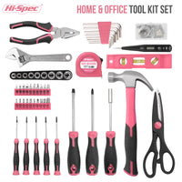 1 x RAW Customer Returns Hi-Spec 56-piece household tool set for women, pink tool case with small hammer and screwdriver set. Hand tools in pink, ideal for women and beginners - RRP €32.99