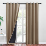 1 x RAW Customer Returns PONY DANCE Heat-insulating curtains with eyelets H 245 x W 140 cm Bedroom curtains opaque eyelet curtain set of 2 double-layer blackout curtains thermal curtain cold protection, cappuccino - RRP €51.2