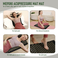 2 x Brand New Acupressure Massage Mat and Acupressure Cushion with Carry Bag Relaxation and Meditation,Acupressure Mat with Cushion,Acupressure Kit Included,Neck and Back Cushion Black Green  - RRP €52.8