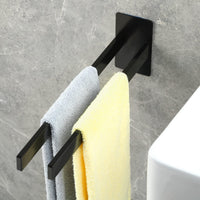 1 x RAW Customer Returns JS Towel Holder Without Drilling Black Towel Rail Self-Adhesive Bathroom Towel Hook Bath Towel Holder Wall Mounted Double 40cm Kitchen - RRP €26.99