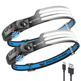 1 x RAW Customer Returns Smiling Shark Headlamp, 230 Wide Angle 3 LED White Light 2 Pack Strips the Brightest Headlight Rechargeable with Waterproof Jogging, Headlamp--Headlight-Camping-Headlamp - RRP €39.99