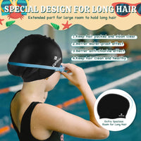 3 x Brand New 2 Pack Swimming Cap Kids for Long Short Hair, Unisex Silicone Swimming Cap Girls Boys for Ages 3-15 Years Toddler Waterproof, Swimming Cap with Ear Plugs and Nose Clip-8 - RRP €109.92