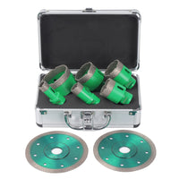 1 x RAW Customer Returns Snowtaros diamond tile drill set with 2 diamond cutting discs, 20 25 40 45 50 68mm 6-piece core bit M14 for tiles glass porcelain stoneware granite marble dry drilling - RRP €100.84