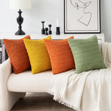 1 x RAW Customer Returns MIULEE Set of 4 50 x 50 cm Corduroy Cushion Covers Modern Cushion Covers Decorative Sofa Cushions Throw Pillows Soft Decorative Pillowcase for Living Room Sofa Bedroom Boho Decor Orange Green Series - RRP €32.99