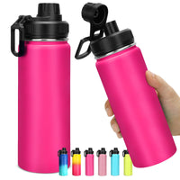 1 x RAW Customer Returns Milifox stainless steel drinking bottle 500ml - thermos flask with leak-proof drinking attachment suitable for tea - insulated bottle with handle, BPA free, thermos flasks for on the go pink gradient sky blue  - RRP €9.41