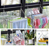 1 x RAW Customer Returns Bgfuni sock dryer, rotary clothes dryer small balcony sock rack, stainless steel multifunctional clothes hanger with 36 clothespins for socks, underwear, baby clothes, towels, shoes, gloves silver  - RRP €17.56