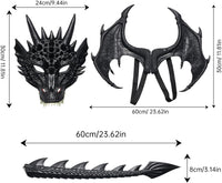 1 x RAW Customer Returns Dragon wings, dragon wings, Halloween dragon mask, dragon cosplay costume, dragon mask costume masquerade, Halloween dragon set, dragon costume for children boys girls Halloween party carnival - RRP €24.58