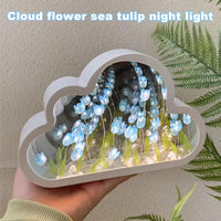 1 x RAW Customer Returns Tulip Night Light, 2 in 1 DIY Cloud Tulip Mirror Lamp, Cloud Tulip Mirror Lights Decoration, LED Flower Bedside Lamp Birthday Gifts Home Decoration for Friends, Girls, Couples, Children Blue  - RRP €21.06