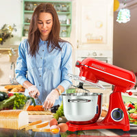 1 x RAW Customer Returns PHISINIC food processor kneading machine 1800 W powerful quiet and multifunctional metal housing including 6.5 L stainless steel bowl 3 mixing tools splash guard dough scraper and egg separator red - RRP €208.26