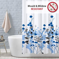 1 x RAW Customer Returns ANSIO Shower Curtain - 180 x 180 cm 71 x 71 inches - Floral Pattern - Blue, Bath Curtain, Anti-Mold Washable Shower Curtain with 12 Shower Curtain Rings 100 Polyester - RRP €10.97