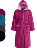 1 x RAW Customer Returns Morgenstern bathrobe for children and teenagers, hood, 100 cotton, velor, long, 13-14 years, 158-164 cm, fuchsia - RRP €43.31