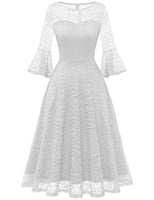 1 x Brand New DRESSTELLS Women s Elegant Cocktail Dress 3 4 Sleeve Wedding Party Bridesmaid Dress Evening Dress Lace Dress White L - RRP €43.99