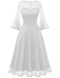 1 x Brand New DRESSTELLS Women s Elegant Cocktail Dress 3 4 Sleeve Wedding Party Bridesmaid Dress Evening Dress Lace Dress White L - RRP €43.99