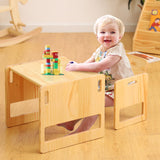 1 x RAW Customer Returns FUNLIO Montessori Table and Chair Set for Children 1-3 Years, Adjustable Height, Ideal for Reading Eating Playing, Easy Assembly, CPC Certified - RRP €74.77