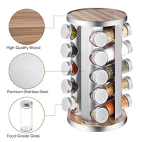 1 x RAW Customer Returns DEFWAY Spice Carousel Rotating Spice Rack Standing - Extendable Spice Rack with 20 spice jars without contents , label paper, writing pen and funnel - RRP €33.26