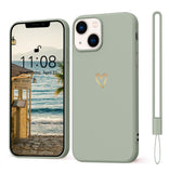 1 x Brand New Mitetabo iPhone 15 Silicone Case with Gold Love Heart, Mobile Phone Case iPhone 15 Thin Case Slim Scratch-Resistant All-Round Protection Protective Case for iPhone 15 6.1 Inch Copper Green - RRP €9.06