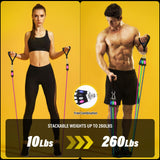 1 x RAW Customer Returns Homdat Resistance Bands Resistance Bands Set 260 lb 118kg, 5 Fitness Bands for Home Strength Training, Training Bands with Grip Ankle Strap, Smart Workout Pilates Physiotherapy Muscle Building Gym - RRP €44.97