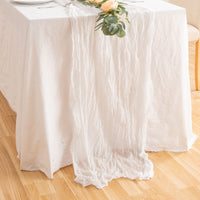 4 x Brand New UIYIHIF Cheesecloth Table Runner, Long Rustic Gauze Table Runner Romantic Semi Sheer Fabric Tablecloth for Boho Wedding Arbor Decoration Birthday Party White 5 Pack - RRP €145.16