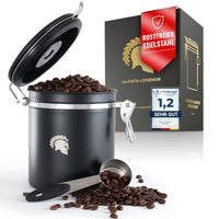 1 x RAW Customer Returns Barista Legends coffee tin airtight 500g black - coffee bean container for the aroma protection of your coffee - storage container made of stainless steel with perpetual calendar. - RRP €24.97