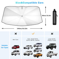 1 x RAW Customer Returns Gimars Front Car Sunshade, Foldable Anti-UV Windshield Sunshade, Car Umbrella with 360 Rotating Holder for Sun Protection, Universal Sunshade for Car SUV Truck - RRP €10.99