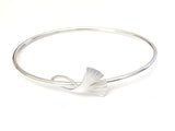 1 x RAW Customer Returns GrosseJewels Delicate ginkgo bangle to open made of 925 silver - high quality handmade in Germany - RRP €69.58