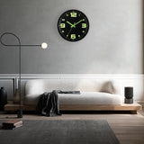 1 x RAW Customer Returns HZDHCLH 30cm Radio Controlled Clock Luminous Wall Clock Silent Creeping Second with Arabic Numerals without Ticking for Decoration Living Room, Kitchen, Office, Bedroom Black - Large Numbers  - RRP €37.3