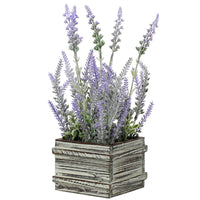 1 x RAW Customer Returns Artificial Lavender Flowers Artificial Plants Artificial Flowers Flocked Plastic Lavender in Antique Wooden Pot Indoor Outdoor Home Kitchen Office Table Decoration Decor - RRP €25.2