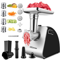 1 x RAW Customer Returns Nictemaw Electric Meat Grinder 2000W, Sausage Machine Kitchen Meat Grinder Stainless Steel 5 in 1, Meat Chopper with 3 Perforated Discs, 4 Cone Blades, Sausage Filler and Cookie Attachment for Home - RRP €129.98