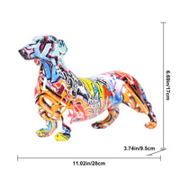 1 x RAW Customer Returns suruim Creative Painted Colorful Dachshund Dog Decoration Home Modern Wine Cabinet Office Desk Resin Crafts Miniatures Statue 11.0 x 3.7 x 6.7 inch  - RRP €47.41