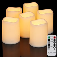 1 x RAW Customer Returns FREEPOWER 6x Waterproof LED Candles Outdoor with Timer Remote Control Flickering Flameless Pillar Candles Battery Operated Warm White, 7.5 x 10cm - RRP €21.17