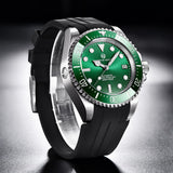 1 x RAW Customer Returns PAGRNE DESIGN Men s Watch, NH35 Automatic Mechanical Watch, 300M Waterproof Professional Diving Watch, Sapphire Glass, Analog Watch, Comfortable Men s Strap, Ceramic Watch Ring Silver Green  - RRP €139.99