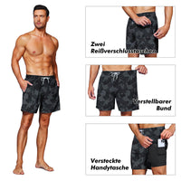 1 x RAW Customer Returns HMIYA Swim Trunks Men s 2 in 1 Swim Shorts Swimming Trunks Quick-drying Short Board Shorts with Compression and Zipper Pockets Camouflage 3XL  - RRP €27.99