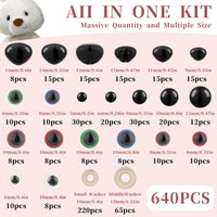 3 x Brand New 640 Pieces Crochet Toy Amigurumi Safety Eyes Colorful Plastic Toy Eyes and Noses with Washers Craft Doll Eyes Amigurumi Crochet Soft Bear Plush DIY Craft - RRP €57.6