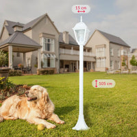 1 x RAW Customer Returns Floor lamp outdoor TIROL white aluminum glass H 103cm E27 vintage path light street lamp garden terrace - RRP €42.12