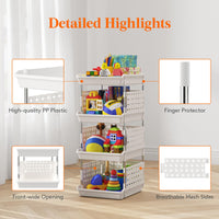 1 x RAW Customer Returns Lifewit Stackable Storage Boxes, 4-Tier Children s Shelf for Toys, Toy Shelf for Toy Organizer Storage, Basket Shelf for Wardrobe, Kitchen Cart for Vegetables, White, 35 x 30 x 72 cm - RRP €33.2