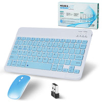 1 x RAW Customer Returns Bluetooth Keyboard Wireless, Wireless Keyboard With Mouse, 2.4GHz Mouse, Mini Keyboard Ultra-Thin Wireless Keyboard Mouse Set for iPad, Mac, Laptop, Tablet, Surface, Phone, Computer, Windows Android iOS, QWERTY, Blue - RRP €29.99