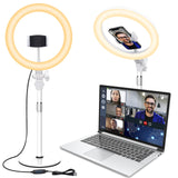 1 x RAW Customer Returns Ring light laptop video conference light, 10.5 inch selfie ring light with tripod and cell phone holder for cell phone, table light ring LED ring light for live, vlog, YouTube, TikTok, make-up white  - RRP €35.28