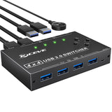 1 x RAW Customer Returns USB 3.0 Switch 4 PC, YOUTINGHDAV 4 in 4 out USB Switch 3.0, USB Switch Box for Keyboard, Mouse, Printer, Scanner, PC, with Wired Remote and 4 USB 3.0 Cables - RRP €33.26