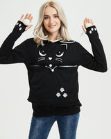 1 x RAW Customer Returns besbomig women s hoodie with cat large pocket, fashion sweatshirt hooded hoodie cat sweater long-sleeved hoodie casual and comfortable hoodie sweater for spring - RRP €32.59