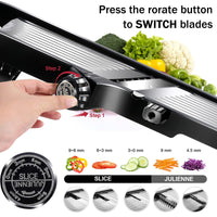 1 x RAW Customer Returns Masthome Vegetable Cutter, Mandoline Vegetable Slicer with Stainless Steel Blades, 10 in 1 Multifunctional Kitchen Slicer, Grater for Vegetables, Cheese and Onion, Send Cut-Resistant Gloves and Cleaning Brush - RRP €30.69