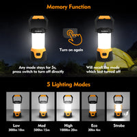 1 x RAW Customer Returns EverBrite LED camping lamp super bright 1000 lumens, rechargeable crank lamp 5 light modes, 4400mAh camping light with power bank function for outdoor, hiking, emergency equipment including USB type C cable - RRP €28.15